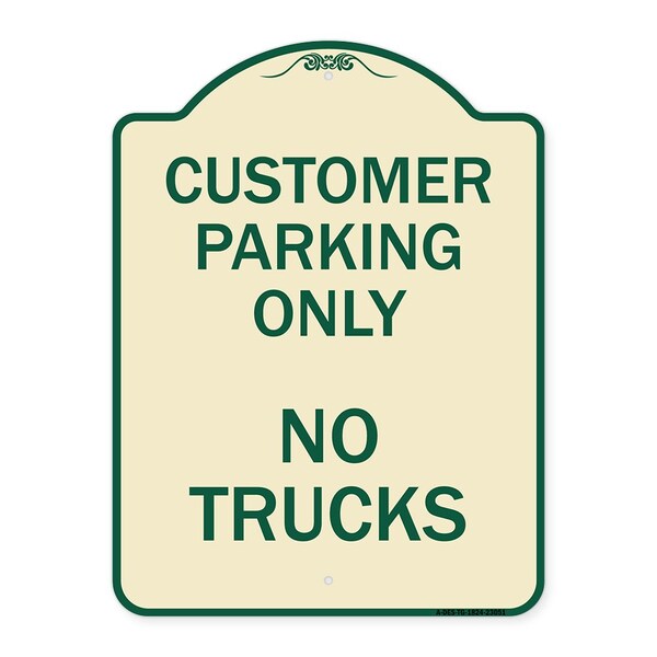 Reserved Parking Customer Parking No Trucks Heavy-Gauge Aluminum Sign, 24" x 18", TG-1824-23051